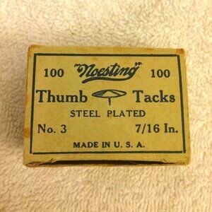 NOESTING No. 3  PLATED  STEEL  THUMB  TACKS  USA  7/16‎ inch